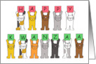 Happy Kwanzaa Cute Cartoon Cats Holding Up Letters card