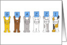 Thank You in Maltese Grazzi Cartoon Cats Holding Up Letters card