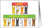 Happy Cinco de Mayo Cute Cartoon Cats Holding Up Banners card