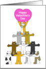 Cat Lover’s Happy Valentine’s Day Cartoon Cats with Pink Heart card