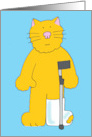 Cartoon Cat with Leg in Plaster Cast Speedy Recovery Humor for Child card