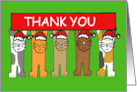 Cartoon Cats Wearing Santa Hats Thank You for the Christmas Gift card