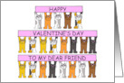 Valentine for Dear Friend Cartoon Cool Cats Standing Wearing Shades card