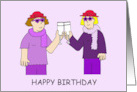 Funky Ladies in Red Hats Birthday Celebration Humor card