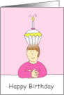 Happy Birthday Baker Cook Chef Cupcake Hairstyle Cartoon card