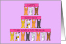 Happy Birthday to Foster Mum Cartoon Cats Holding Banners card