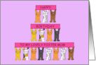 Foster Mom Happy Birthday Cartoon Cats Holding Banners card