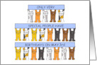 May 3rd Birthday Cute Cartoon Cats Holding Up Banners card