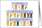 April 8th Birthday Cute Cartoon Cats Holding Up Banners card