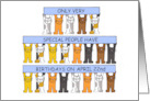 April 22nd Birthday Cartoon Cats Holding up Banners card