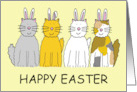 Happy Easter Cats Wearing Bunny Ears Fun Cartoon Bunny Kittens card