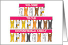 Welcome to Our Dysfunctional Family Cartoon Cats Holding Banners Up card