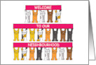 Welcome to our Neighbourhood UK Spelling Cartoon Cats card