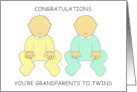 Congratulations You’re Grandparents to Twins Cartoon Babies card