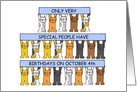 4th October Birthday Cartoon Cats. card