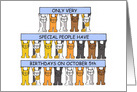 5th October Happy Birthday, Cartoon Cats Holding Banners. card