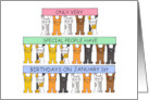 New Year’s Day January 1st Birthday Cute Cartoon Cats with Banners card