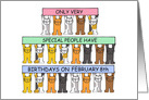 February 8th Birthday, cartoon Cats. card