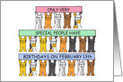 February 13th Birthday, Cartoon Cats. card