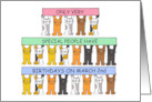 March 2nd Birthday Cartoon Kittens of Different Colors Holding Banners card