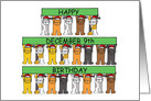 December 9th Birthday, Cute Cartoon Cats Wearing Santa Hats. card