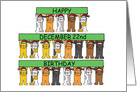 December 22nd Birthday, Cartoon Cats Wearing Santa Hats. card
