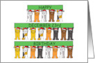 December 23rd Birthday Cartoon Cats in Santa Hats Holding Up Banners card