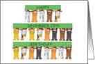 December 29th Birthday Cartoon Cats Holding Up Banners card