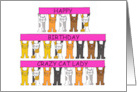 Happy Birthday Crazy Cat Lady Cartoon Cats Holding Banners card
