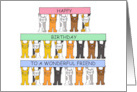 Wonderful Friend Happy Birthday Cute Cartoon Cats Holding Banners card
