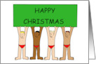 Happy Christmas Cute Cartoon Men Wearing Festive Red Underpants card