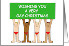 Cartoon Men in Red Underpants Wishing You a Very Gay Christmas card