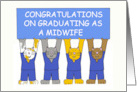 Congratulations on Graduating as a Midwife Cartoon Cats in Scrubs card