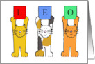 Happy Birthday Leo Cute Cartoon Cats of Different Colors card