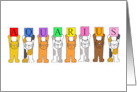 Happy Birthday Aquarius Cute Cartoon Cats Holding Letters Up card