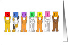 Scorpio Happy Birthday Cartoon Cats Holding Up Letters card