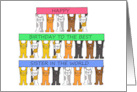 Happy Birthday Best Sister in the World Cartoon Cats Holding Banners card