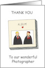 Thank You to Our Photographer Gay Male Couple Cartoon card