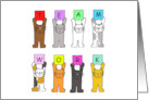 Team Work Cartoon Cats Working as a Team Humor card