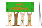 Happy Christmas Gay Humor, Men Wearing Only Holly. card