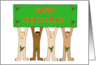 Happy Christmas Gay Humor Men Wearing Only Holly card