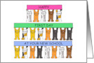 Happy First Day at Your New School Cartoon Cats with Banners card