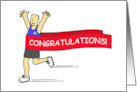 Congratulations Male Runner Cartoon Man Celebrating card