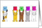 Yiddish Jewish Thank You fun Cartoon Cats Holding Letters Up card