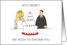 Wedding Cancellation Cartoon Bride and Groom card