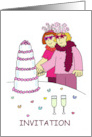 Invitation for Lesbian Wedding or Civil Union Cartoon Funky Ladies card