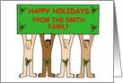 Customised Christmas card naked men with holly. card