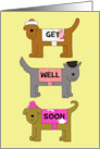 Get Well Soon Written on the Coats of Cute Cartoon Dogs card