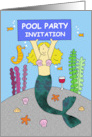 Pool Party Invitation Cartoon Mermaid Under the Sea card