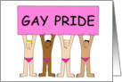Gay Pride Cartoon Men in Pink Underpants Holding a Banner card